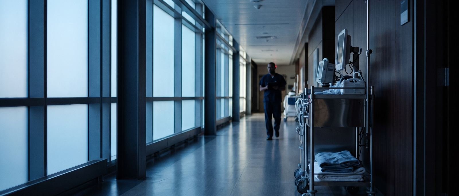 A modern North American hospital corridor