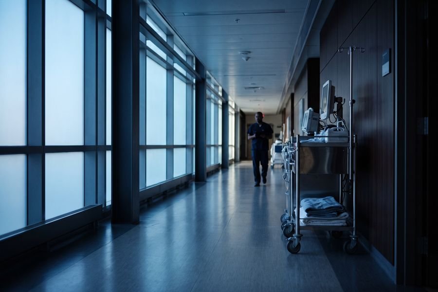 A modern North American hospital corridor